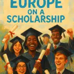 A symbolic image of a graduation cap on a blue background, representing a Europe scholarship for Pakistani students who want to study abroad.